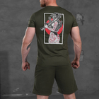 Комплект Skull футболка + шорти олива розмір 2XL - изображение 2