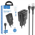 Зарядний пристрій Hoco C88A 2 USB 2.4A кабель micro-USB Black (36787)