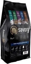 Корм для длинношерстных кошек Savory со свежим лососем и белой рыбой