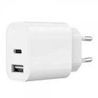 Мережевий зарядний пристрій Gembird TA-UC-2AC12-01, 1xUSB-A+1xUSB-C 5V/2.4A (12W), білий