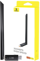 Wi-Fi adapter Baseus FastJoy with antena 300 Mbps Black (B01317600111-01) - obraz 7