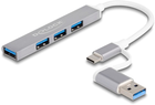 USB-хаб Delock 4 Port Slim USB Type-A/Type-C Grey (4043619642144) - зображення 2