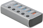 USB Hub Delock USB 5 Gbps Hub with 4 Ports + 1 Fast Charging Port Grey (4043619632626) - obraz 2