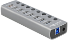 USB Hub Delock USB 5 Gbps Hub with 7 Ports + 1 Fast Charging Port + 1 USB-C PD 3.0 Port Grey (4043619632640) - obraz 1