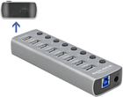 USB Hub Delock USB 5 Gbps Hub with 7 Ports + 1 Fast Charging Port + 1 USB-C PD 3.0 Port Grey (4043619632640) - obraz 3