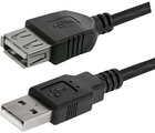 Kabel Logo 2.0 USB Type-A - USB Type-A M/F 1.8 m Czarny (8590274170582) - obraz 1