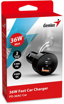 Ładowarka samochodowa Genius PD-36AC-Car USB-C USB-A 36W Quick Charge 3.0 Black (32590008400) - obraz 3