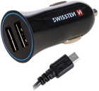 Ładowarka samochodowa Swissten CL 2 x USB-A 12W Quick Charge 2.4 + kabel Lightning 1.2 m Black (20110910) - obraz 4