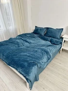 Постільна білизна плюшева двоспальне Dushka Home 20825 180х215 см синя 4874224