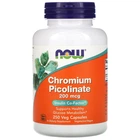 Хром пиколинат 200 мкг Now Foods Chromium Picolinate для снижения сахара в крови и похудения 250 капсул