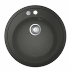 Мойка для кухни GROHE гранитная K200 510x510мм круглая врезная с сифоном черная 31656AT0