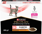 Opakowanie mokrej karmy dietetycznej Purina Pro Plan DM ST/OX Diabetes Managment dla dorosłych kotów do kontroli poziomu glukozy (cukrzyca) kawałki w sosie z kurczakiem 85 g x 10 sztuk (8445290093493) - obraz 1