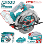 Дискова пила TOTAL TSLI18511 20В, 4800 об/хв, 185мм. (6974546)