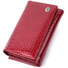 Женский кошелек в три сложения из лакированной натуральной кожи ST Leather с монетницей Красный (bg227fash08)