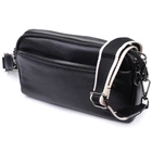 Прямоугольная женская сумка с карманами из натуральной кожи Vintage Bag 22597 Черный