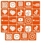 Набор трафаретов для био-тату "Социальные сервисы" social_24-1, 24 шт 6 х 6 см
