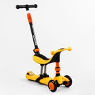 Самокат-велобіг 3в1 триколісний Best Scooter, PU колеса зі світлом, амортизатори, батьківська ручка. Orange (105657)