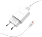 Сетевое зарядное устройство Borofone BA20A USB-A QC3.0 2.1 А + кабель Micro-USB White (6931474700735)