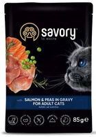 Влажный корм Savory Adult для кошек с лососем и горошком в соусе 85 г