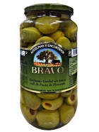 Оливки Bravo Aceitunas Gordales Aceitunas Rellenas De Pimiento зеленые гиганты фаршированные паприкой 1 кг