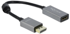 Adapter Delock DisplayPort 1.4 - HDMI 4K 60Hz Grey/Black (4043619664368) - obraz 1