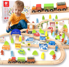 Zestaw do zabawy Classic World Wooden Train 110 elementów (6927049002823) - obraz 4