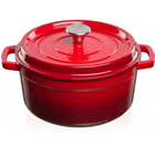 Каструля чавунна емальована GRANDFEU червона, 3,5 л, з кришкою (FEUMRED)