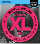 Струны для 5-ти струнной Бас-Гитары D'Addario EXL170-5 Nickel Wound Light Electric Bass Strings 45/130