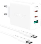 Мережевий зарядний пристрій Acefast A13 PD65W (USB-C+USB-C+USB-A) 3-port Charger Set White