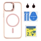 Чехол - накладка TPU+PC+Metal Stand Case with MagSafe and Camera Lenses для iPhone 16 Pro Max pink