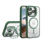 Чохол накладка TPU + PC + Metal Stand Case з MagSafe and Camera Lenses для iPhone 15 green