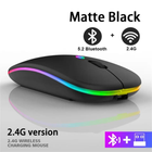 Бездротова RGB миша PANTXIKE 800/1200/1600 DPI з WIFI 2.4 ГГц та Bluetooth 5.2 безшумна перезаряджувальна черний колір матова