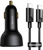 Автомобільний зарядний пристрій Baseus Superme USB / USB Typ C 100W + kabel USB Typ C 100W (20V/5A) 1м Black (TZCCZX-01) - зображення 1