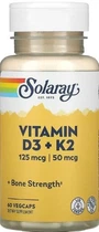 Вітаміни та мінерали Solaray Vitamin D3 + K2 soy free 60 veg caps