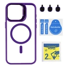 Чохол TPU+PC+Metal Stand Case with MagSafe and Camera Lenses для iPhone 15 Pro Max Колір Dark Purple