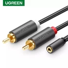 Аудио кабель Ugreen AV102 2RCA to 3.5 mm (мама) для iPhone Edifer, домашний кинотеатр, DVD, VCD, наушники PVC 0.25m Black (10561)