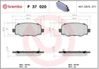 Комплект гальмівних колодок, дискове гальмо CHRYSLER 200, JEEP CHEROKEE, BREMBO (P37020)