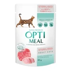 Влажный корм Optimeal Sterilised с говядиной и индюшиным филе в желе 85 г