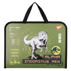 Папка-портфель FC 35х26х3 см Yes Jurassic World "Динозавр" на молнии пластиковый с тканевыми ручками хаки (492242)