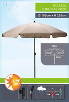 Parasol ogrodowy Ambiance beżowy 185 cm (8720573918404) - obraz 4