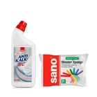 Средство для чистки унитазов Sano Anti Kalk WC 750 мл & Многофункциональная губка Sano Wonder (2 шт) (287621, 991570)