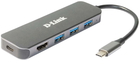 Hub USB D-Link DUB-2333 5-in-1 USB-C with HDMI/Power Delivery Silver