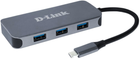 Hub USB D-Link DUB-2334 6-in-1 USB-C with HDMI/Gigabit Ethernet/Power Delivery Silver