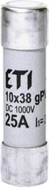 Плавкий запобіжник ETI 25A gPV CH10x38 DC 1000V (30kA) постійний струм (002625139)