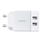 Зарядний пристрій мережевий Usams CC090 T24 Dual USB Travel Charger (EU) 2.1A white