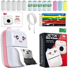 Портативный детский JETIX Mini printer с термопечатью Pink | Bluetooth принтер с набором бумаги и карандашей