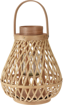 Lampion Home Styling Collection rattanowy ze szklaną podstawką na świeczkę beżowy (8720573171366) - obraz 1