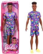 Лялька Barbie Fashionistas Кен стильний у фіолетовій футболці та шортах з каштановим волоссям (0887961900415)