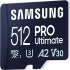 Карта пам'яті Samsung PRO Ultimate microSDXC 512GB UHS-I U3 V30 A2 + SD адаптер (MB-MY512SA/WW) - зображення 3