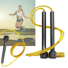 Скакалка Hop-Sport Crossfit NEW з пластиковыми ручками HS-P025JR желтая